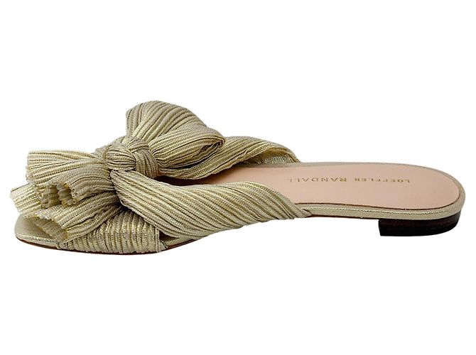 Loeffler Randall Sandália Slide Drapeada com Laço Dourado Daphne - vista 3