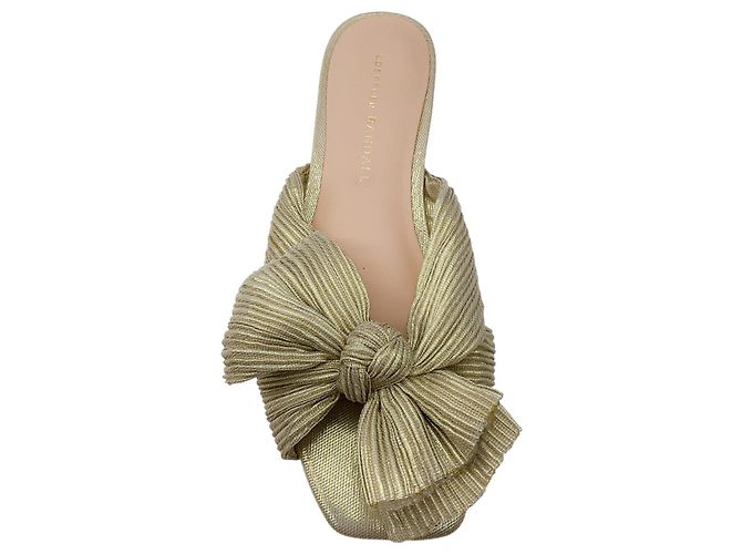 Loeffler Randall Sandália Slide Drapeada com Laço Dourado Daphne - vista 4