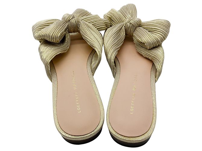 Loeffler Randall Sandália Slide Drapeada com Laço Dourado Daphne - vista 6