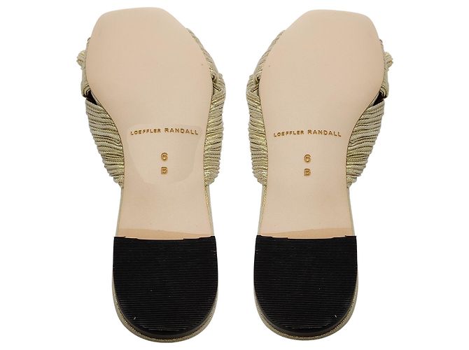 Loeffler Randall Sandália Slide Drapeada com Laço Dourado Daphne - vista 7