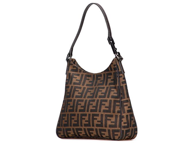 Borsa a spalla in tela Zucca marrone Fendi - vista 2