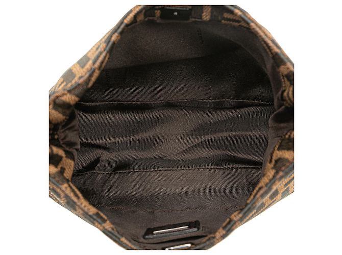 Borsa a spalla in tela Zucca marrone Fendi - vista 4