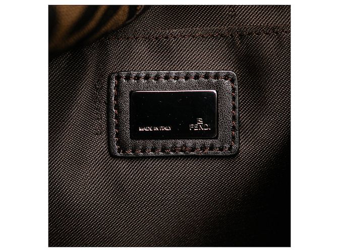 Borsa a spalla in tela Zucca marrone Fendi - vista 5
