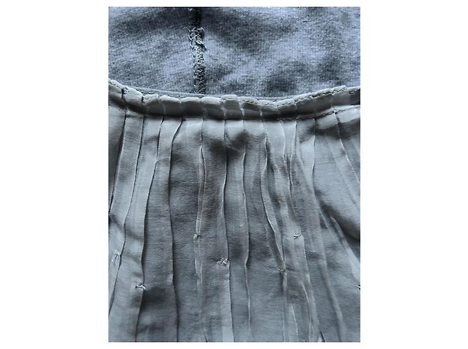 Brunello Cucinelli Blusa de algodão cinza com tule e cetim - vista 2