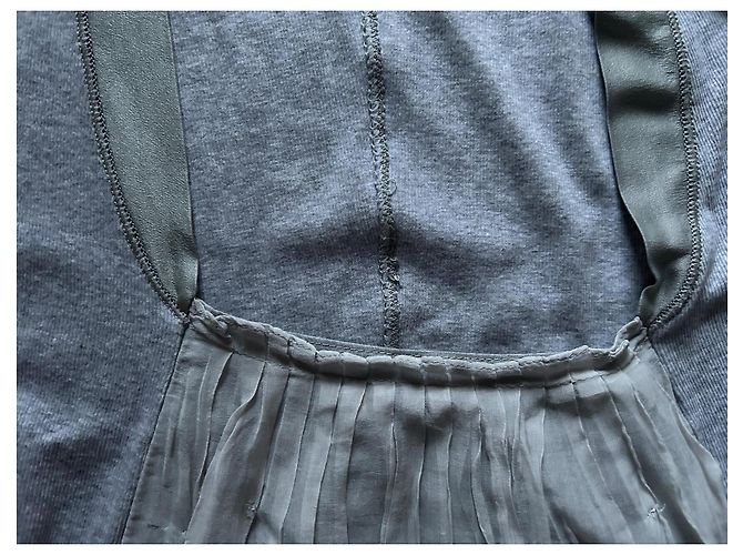 Brunello Cucinelli Blusa de algodão cinza com tule e cetim - vista 3
