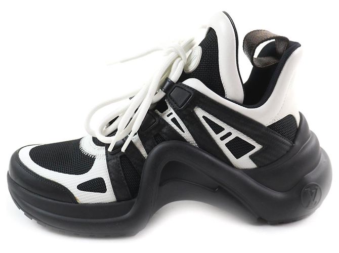 Sneakers alte Monogram Louis Vuitton 35.5 Nero Bianco - vista 5