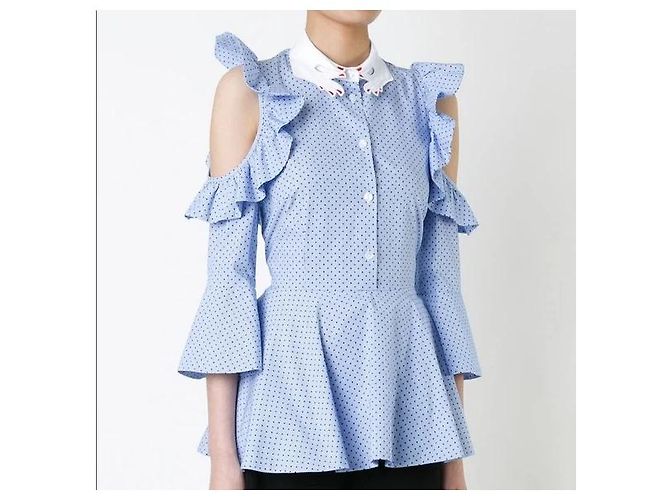 Autre Marque Camicia con colletto a mani Vivetta a spalle scoperte Bianco Blu - vista 2