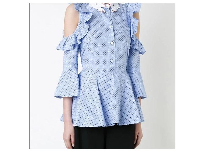 Autre Marque Camicia con colletto a mani Vivetta a spalle scoperte Bianco Blu - vista 3