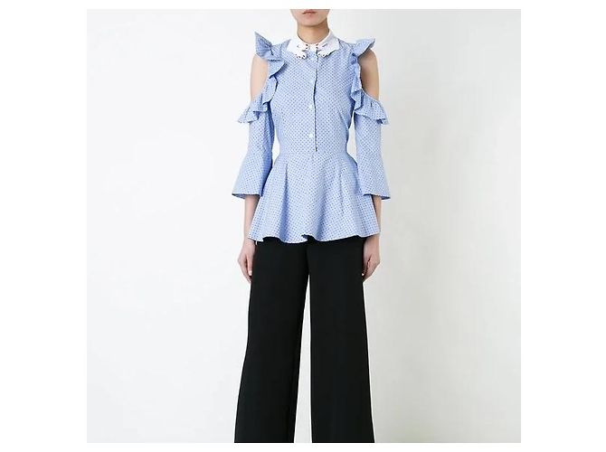 Autre Marque Camicia con colletto a mani Vivetta a spalle scoperte Bianco Blu - vista 4