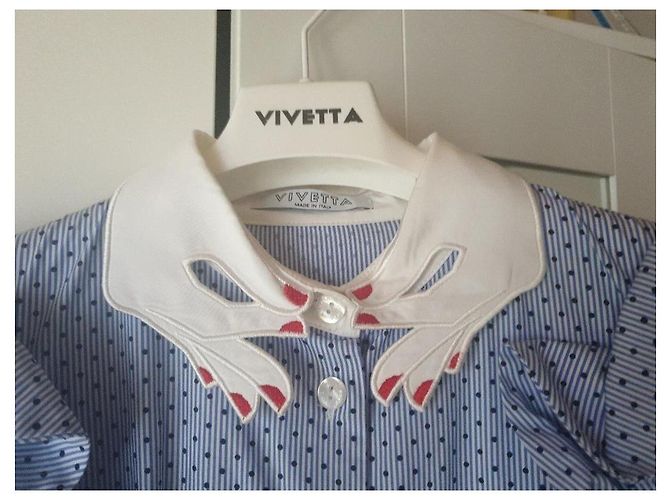 Autre Marque Camicia con colletto a mani Vivetta a spalle scoperte Bianco Blu - vista 5