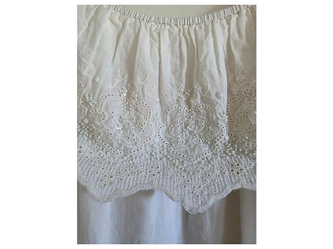Mini vestido Gas branco de algodão com renda sangallo e paetês - vista 12