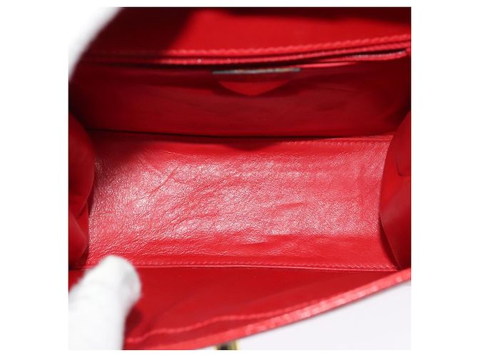Céline Borsa a mano CELINE in pelle 2 vie rossa oro Auth 127535 Rosso D'oro - vista 10