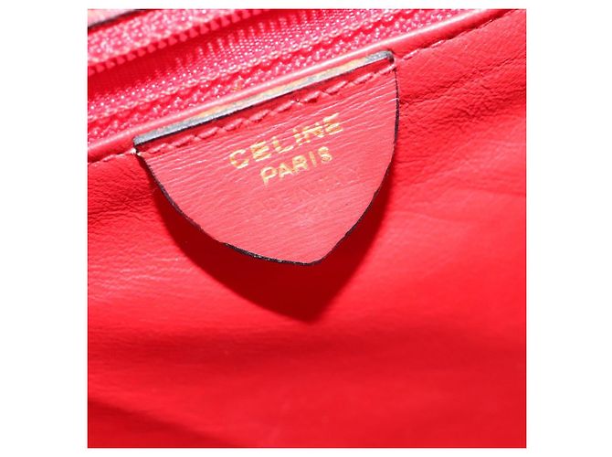 Céline Borsa a mano CELINE in pelle 2 vie rossa oro Auth 127535 Rosso D'oro - vista 12