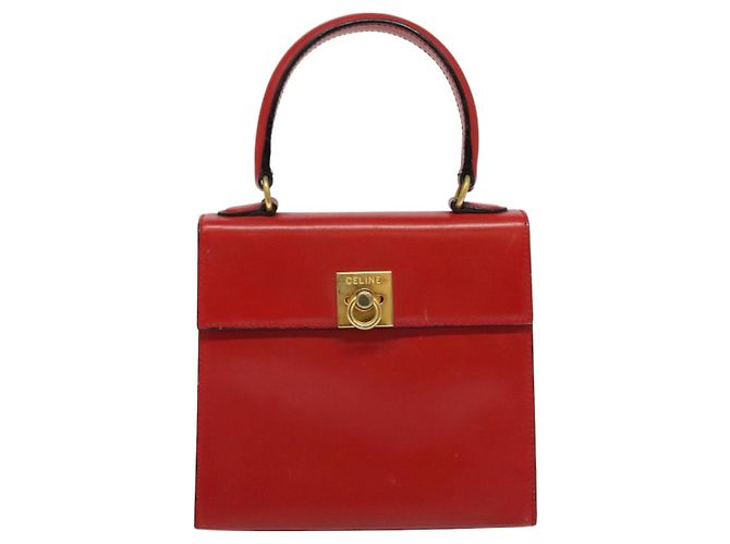 Céline Borsa a mano CELINE in pelle 2 vie rossa oro Auth 127535 Rosso D'oro - vista 13