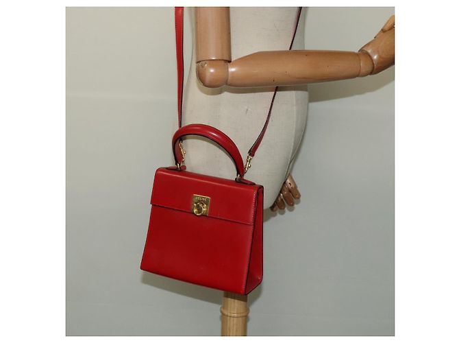 Céline Borsa a mano CELINE in pelle 2 vie rossa oro Auth 127535 Rosso D'oro - vista 23