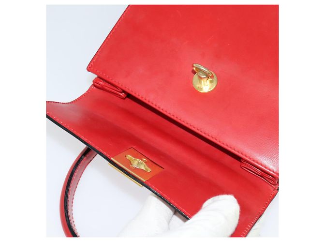 Céline Borsa a mano CELINE in pelle 2 vie rossa oro Auth 127535 Rosso D'oro - vista 9