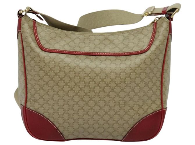 Céline Bolsa de Ombro em Lona Macadam CELINE Bege Ouro Auth 125691 Dourado - vista 2