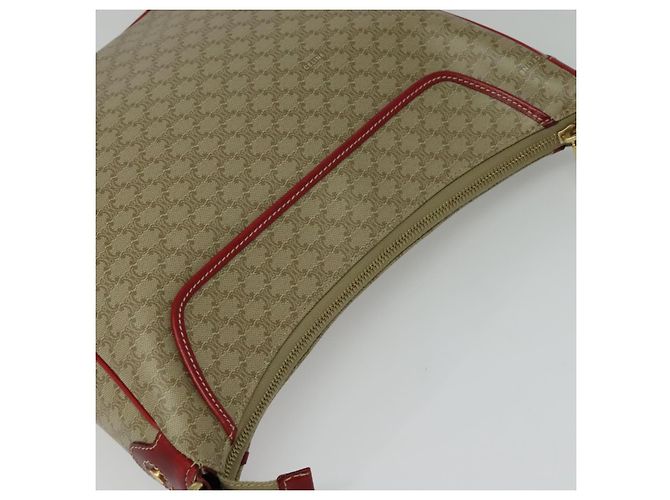 Céline Bolsa de Ombro em Lona Macadam CELINE Bege Ouro Auth 125691 Dourado - vista 6
