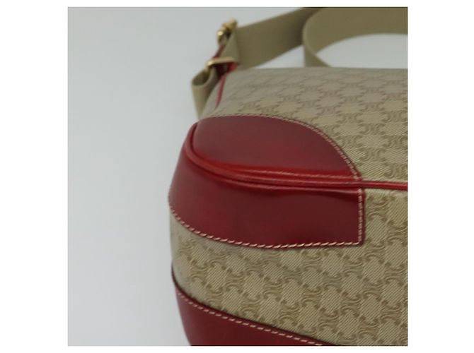 Céline Bolsa de Ombro em Lona Macadam CELINE Bege Ouro Auth 125691 Dourado - vista 9