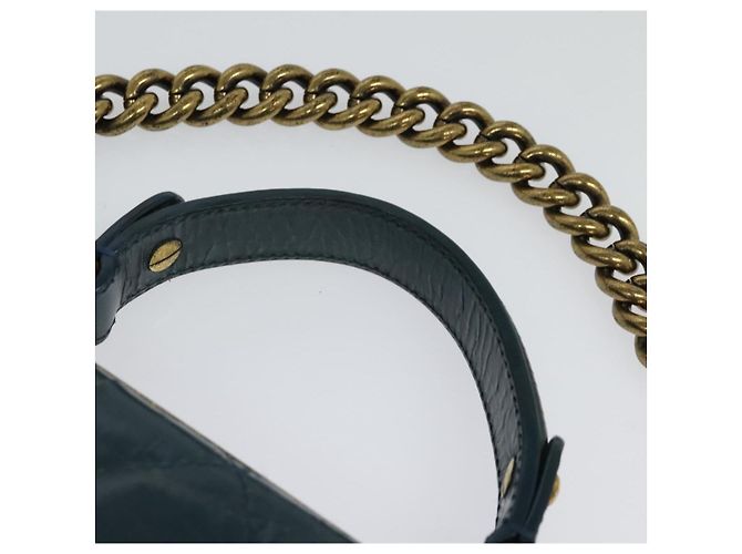 CHANEL Matelasse Chain Shoulder Bag Leather 2way Green Gold CC Auth 125767 Golden - view 14