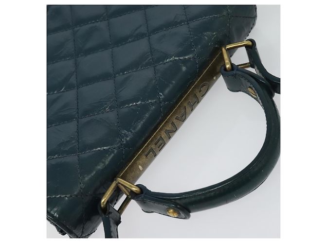 CHANEL Matelasse Chain Shoulder Bag Leather 2way Green Gold CC Auth 125767 Golden - view 6