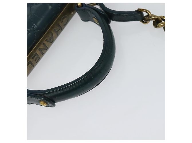 CHANEL Matelasse Chain Shoulder Bag Leather 2way Green Gold CC Auth 125767 Golden - view 7