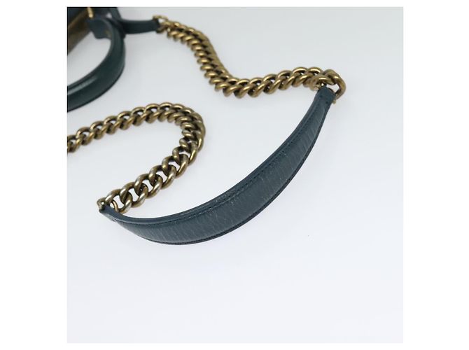 CHANEL Matelasse Chain Shoulder Bag Leather 2way Green Gold CC Auth 125767 Golden - view 8