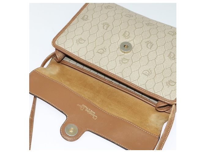 Borsa a spalla in tela a nido d'ape PVC beige Auth BA3448 Christian Dior - vista 10
