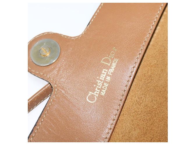 Borsa a spalla in tela a nido d'ape PVC beige Auth BA3448 Christian Dior - vista 11