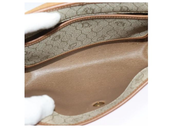 Borsa a spalla in tela a nido d'ape PVC beige Auth BA3448 Christian Dior - vista 12