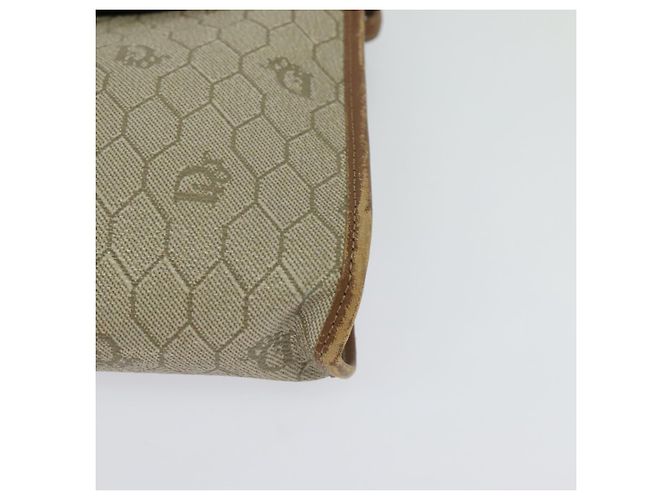 Borsa a spalla in tela a nido d'ape PVC beige Auth BA3448 Christian Dior - vista 14