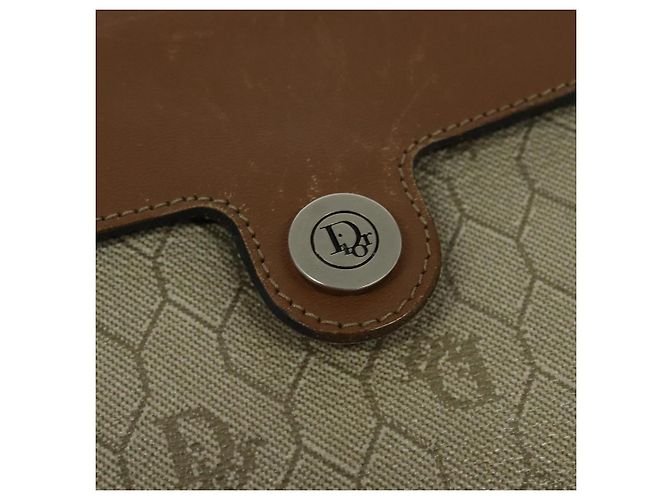 Borsa a spalla in tela a nido d'ape PVC beige Auth BA3448 Christian Dior - vista 17
