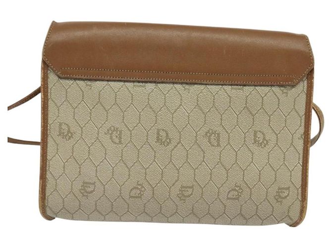 Borsa a spalla in tela a nido d'ape PVC beige Auth BA3448 Christian Dior - vista 2