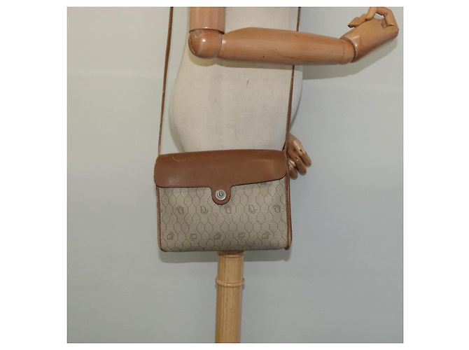 Borsa a spalla in tela a nido d'ape PVC beige Auth BA3448 Christian Dior - vista 21