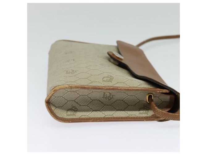 Borsa a spalla in tela a nido d'ape PVC beige Auth BA3448 Christian Dior - vista 4