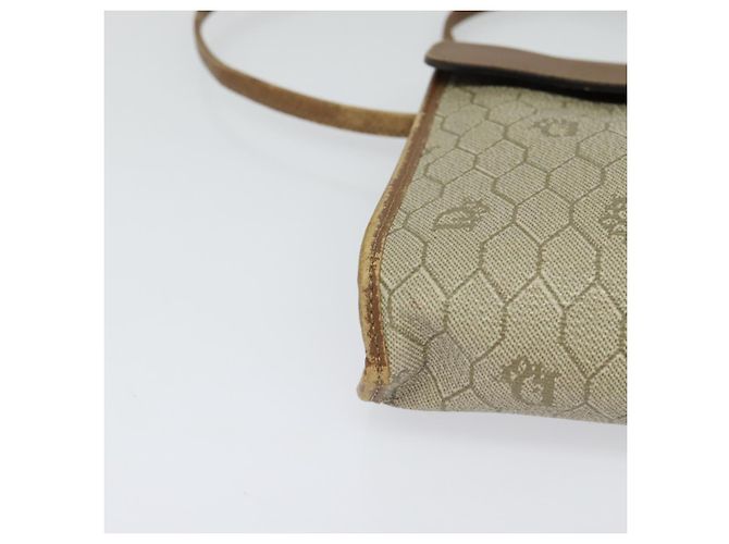 Borsa a spalla in tela a nido d'ape PVC beige Auth BA3448 Christian Dior - vista 9