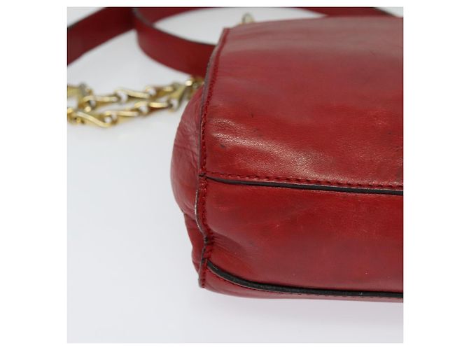 Céline Borsa a spalla CELINE in pelle rossa e oro Auth 127536 Rosso D'oro - vista 14