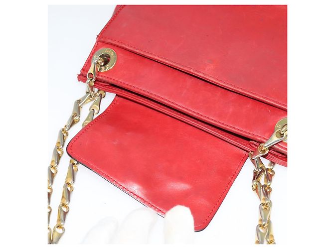 Céline Borsa a spalla CELINE in pelle rossa e oro Auth 127536 Rosso D'oro - vista 17