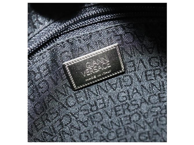Borsa a spalla Gianni Versace in pelle nera argento autentica bs26903 Nero - vista 10