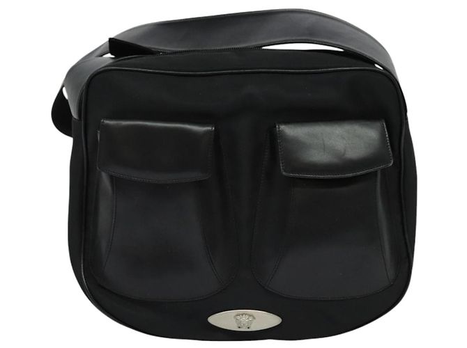 Borsa a spalla Gianni Versace in pelle nera argento autentica bs26903 Nero - vista 13