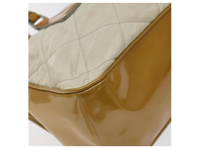 PRADA Borsa a mano trapuntata in nylon beige argento autentica ki5791 - vista 15