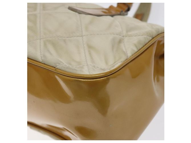 PRADA Borsa a mano trapuntata in nylon beige argento autentica ki5791 - vista 16