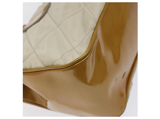 PRADA Borsa a mano trapuntata in nylon beige argento autentica ki5791 - vista 17