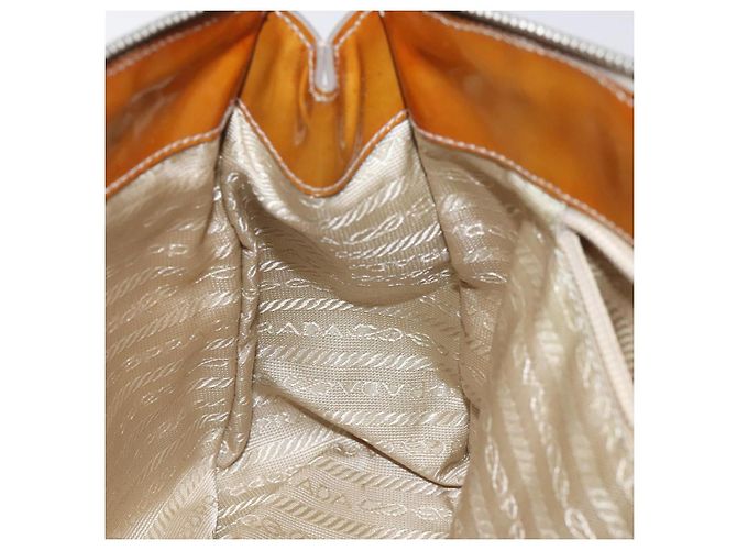 PRADA Borsa a mano trapuntata in nylon beige argento autentica ki5791 - vista 21