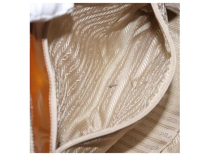 PRADA Borsa a mano trapuntata in nylon beige argento autentica ki5791 - vista 22