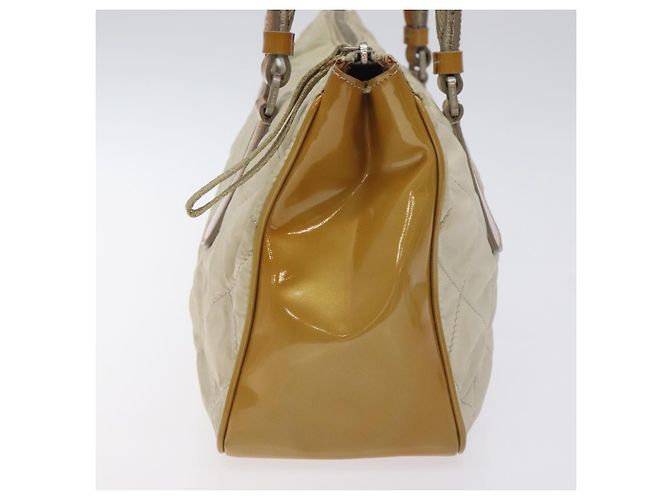 PRADA Borsa a mano trapuntata in nylon beige argento autentica ki5791 - vista 3