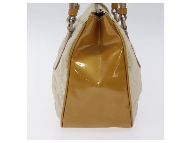 PRADA Borsa a mano trapuntata in nylon beige argento autentica ki5791 - vista 4