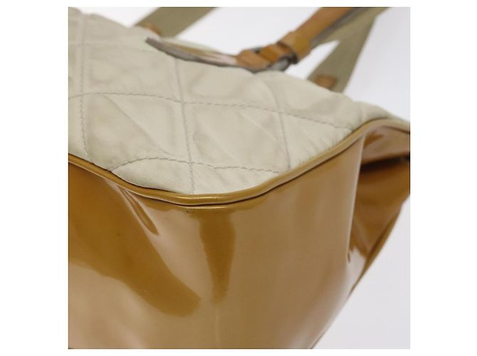 PRADA Borsa a mano trapuntata in nylon beige argento autentica ki5791 - vista 8