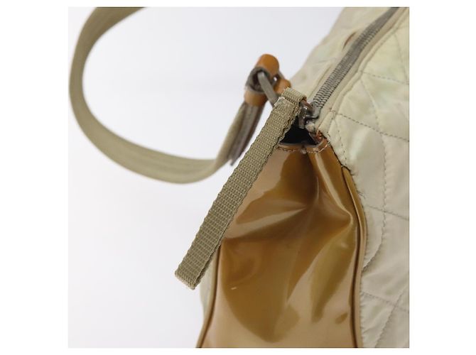 PRADA Borsa a mano trapuntata in nylon beige argento autentica ki5791 - vista 9