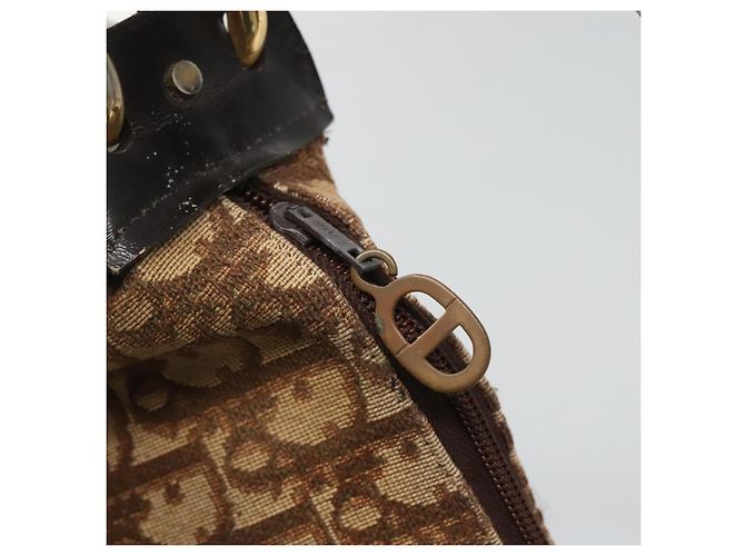 Borsa a spalla in tela Trotter Christian Dior marrone oro Auth 127684 - vista 10